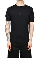 RIB HENLEY TOP / BLK
