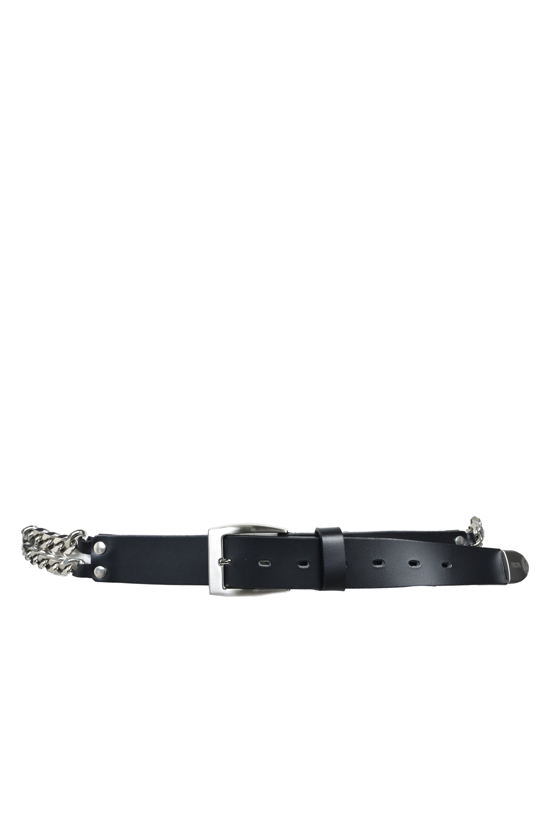 DOUBLE CUBAN CHAIN BELT / BLK SIL