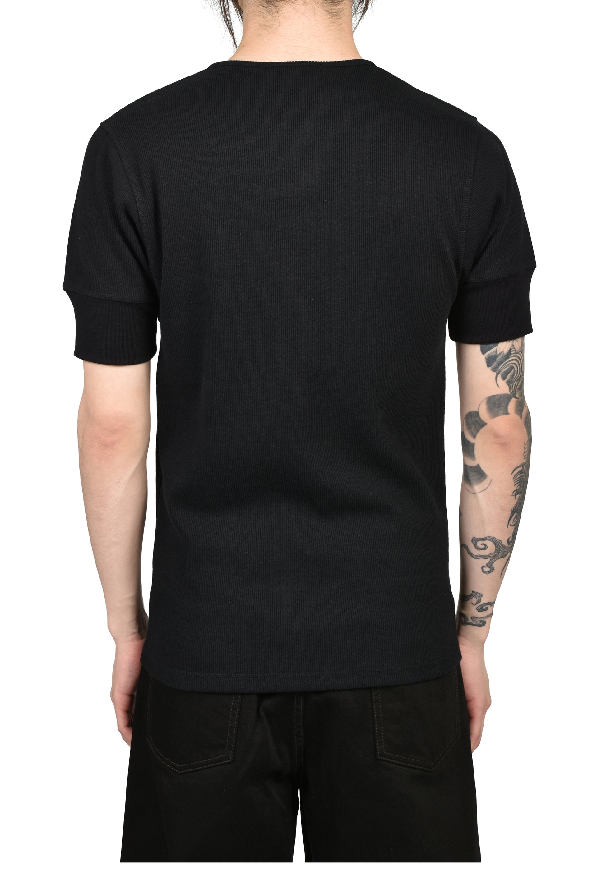 RIB HENLEY TOP / BLK