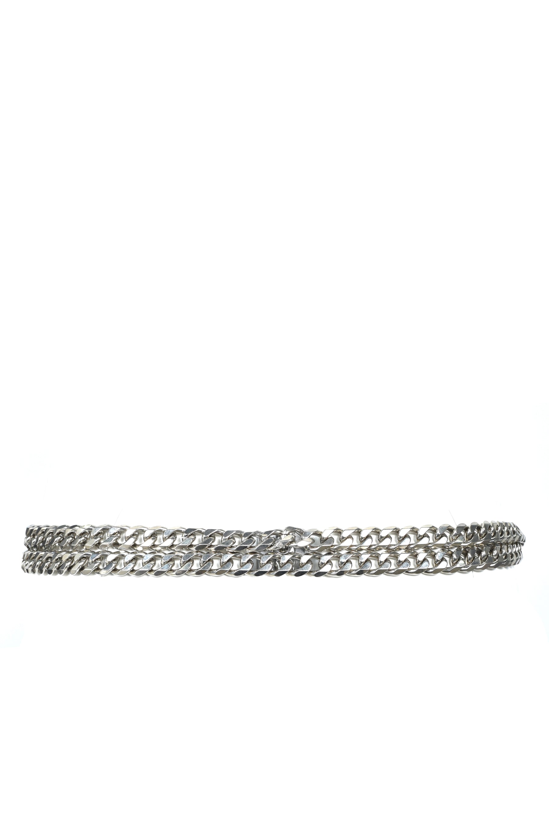 DOUBLE CUBAN CHAIN BELT / BLK SIL
