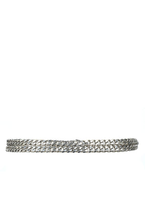 DOUBLE CUBAN CHAIN BELT / BLK SIL