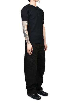 RIB HENLEY TOP / BLK