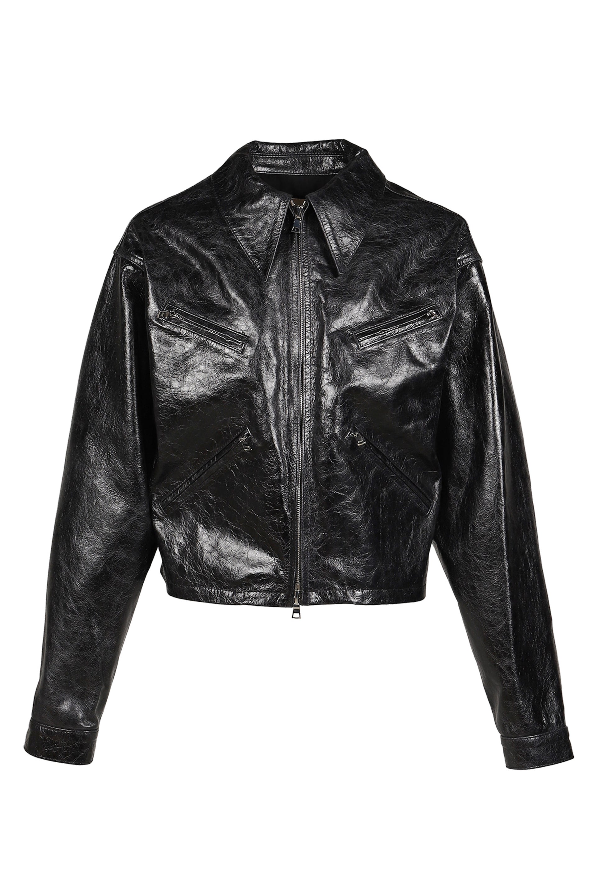 LEATHER X JACKET / BLK