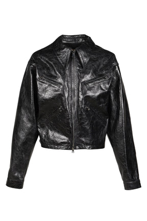 LEATHER X JACKET / BLK