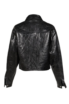 LEATHER X JACKET / BLK