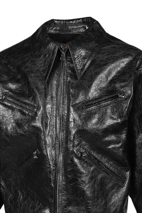 LEATHER X JACKET / BLK