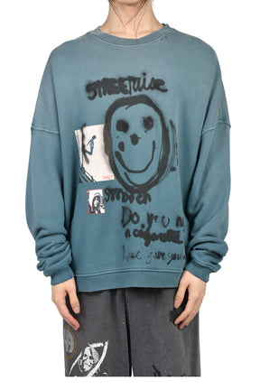 STREETWISE AIRBRUSH CREWNECK / TEAL