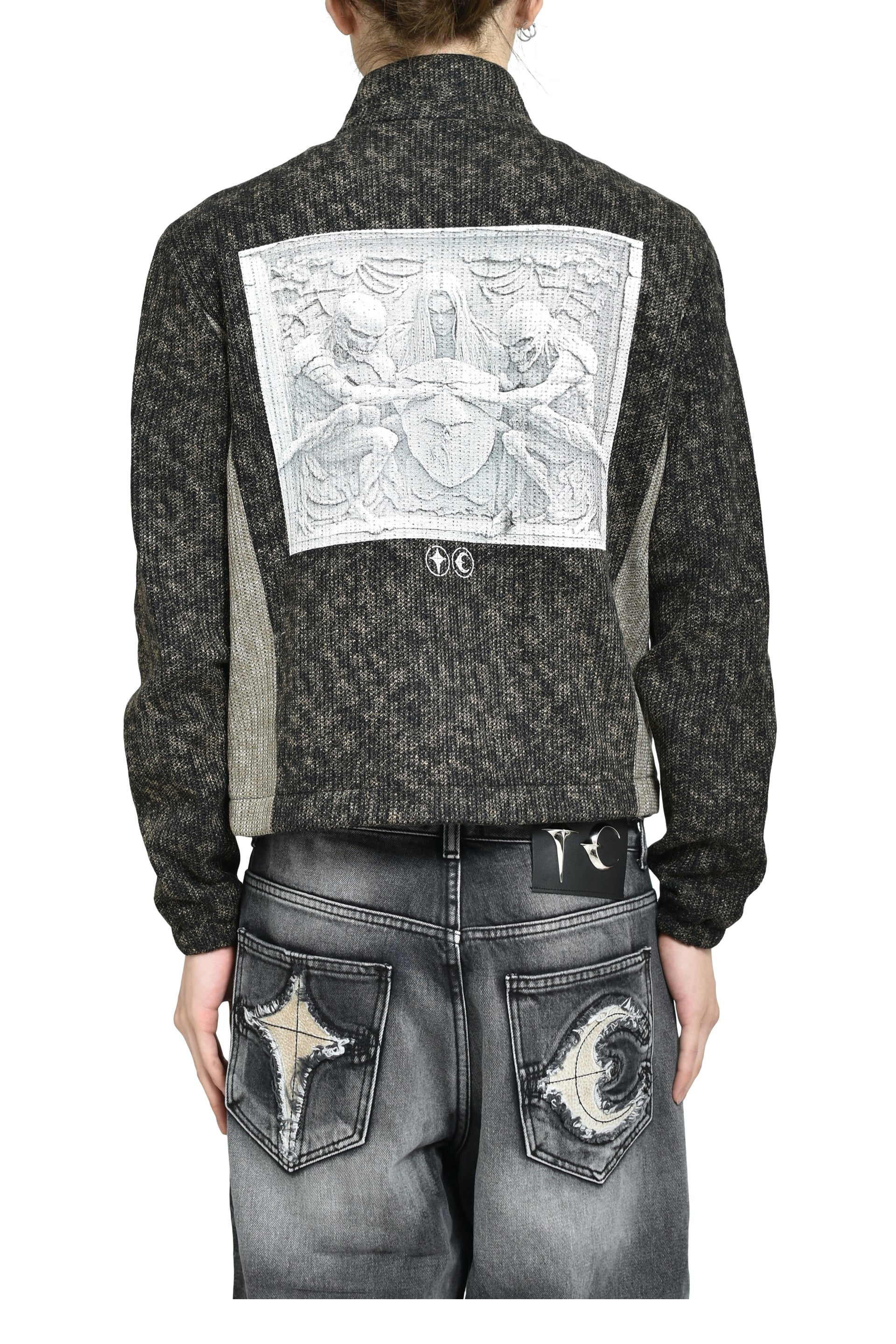 DEVIL PEACE PATCH KNIT JACKET / BLK