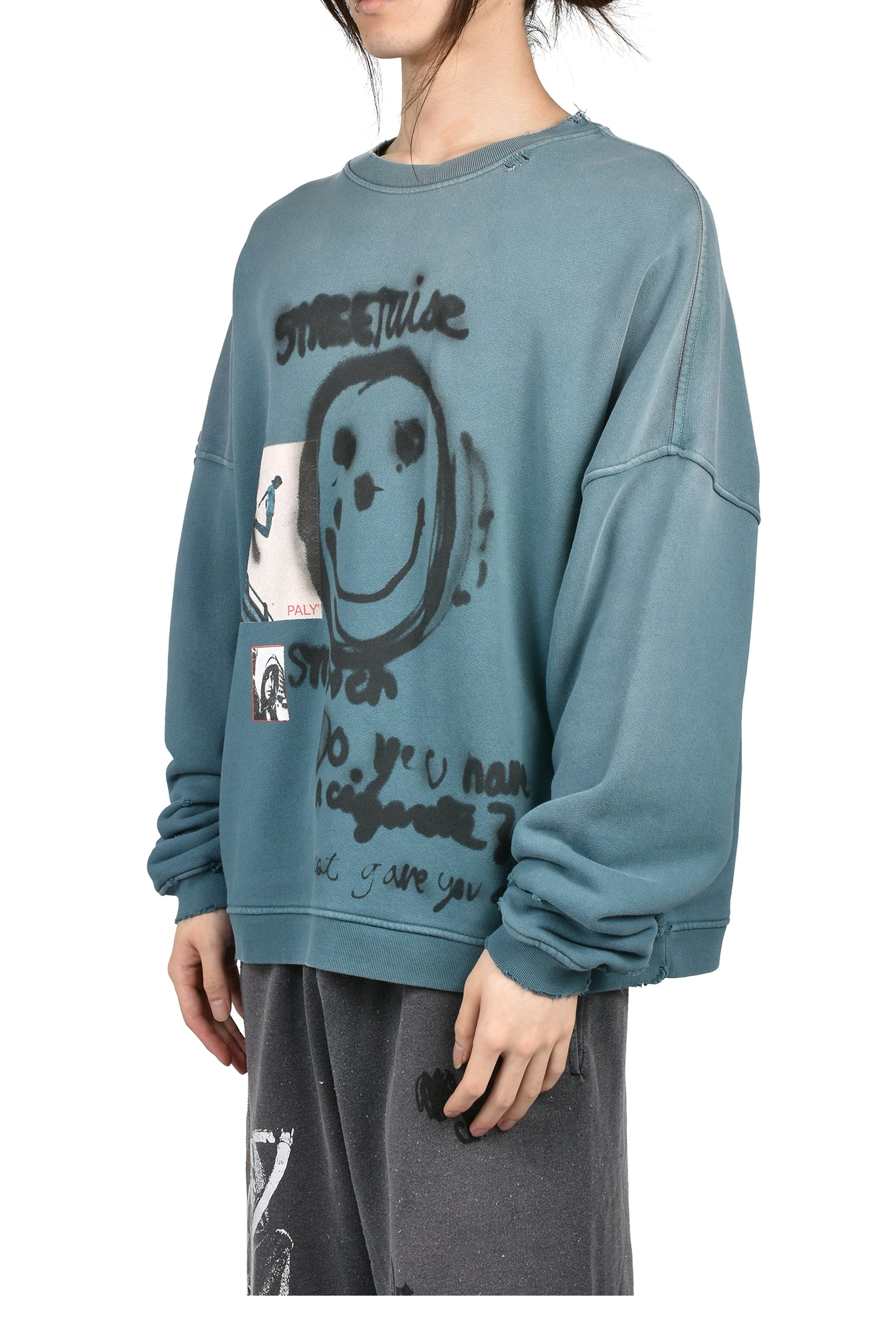STREETWISE AIRBRUSH CREWNECK / TEAL