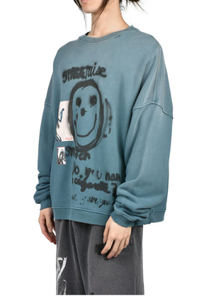 STREETWISE AIRBRUSH CREWNECK / TEAL