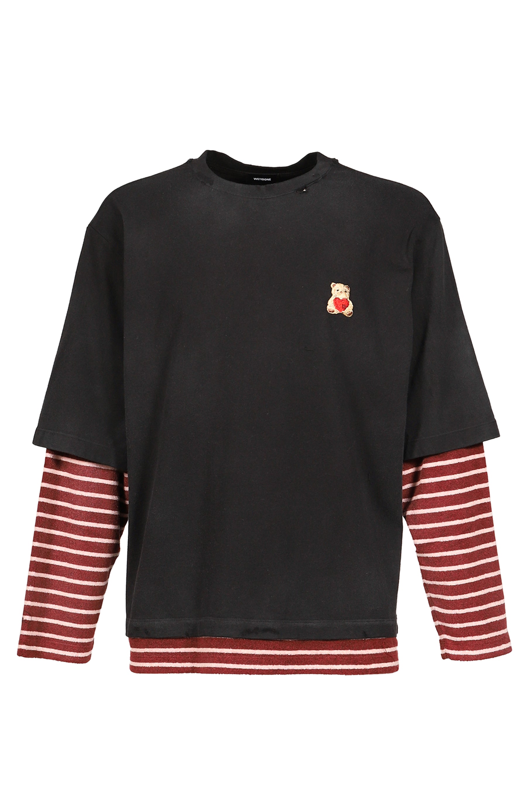 BLACK LAYERED STRIPED LONG-SLEEVED T-SHIRT / BLK