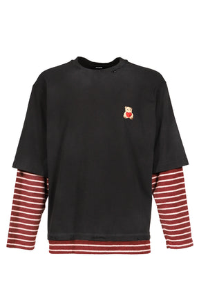 BLACK LAYERED STRIPED LONG-SLEEVED T-SHIRT / BLK