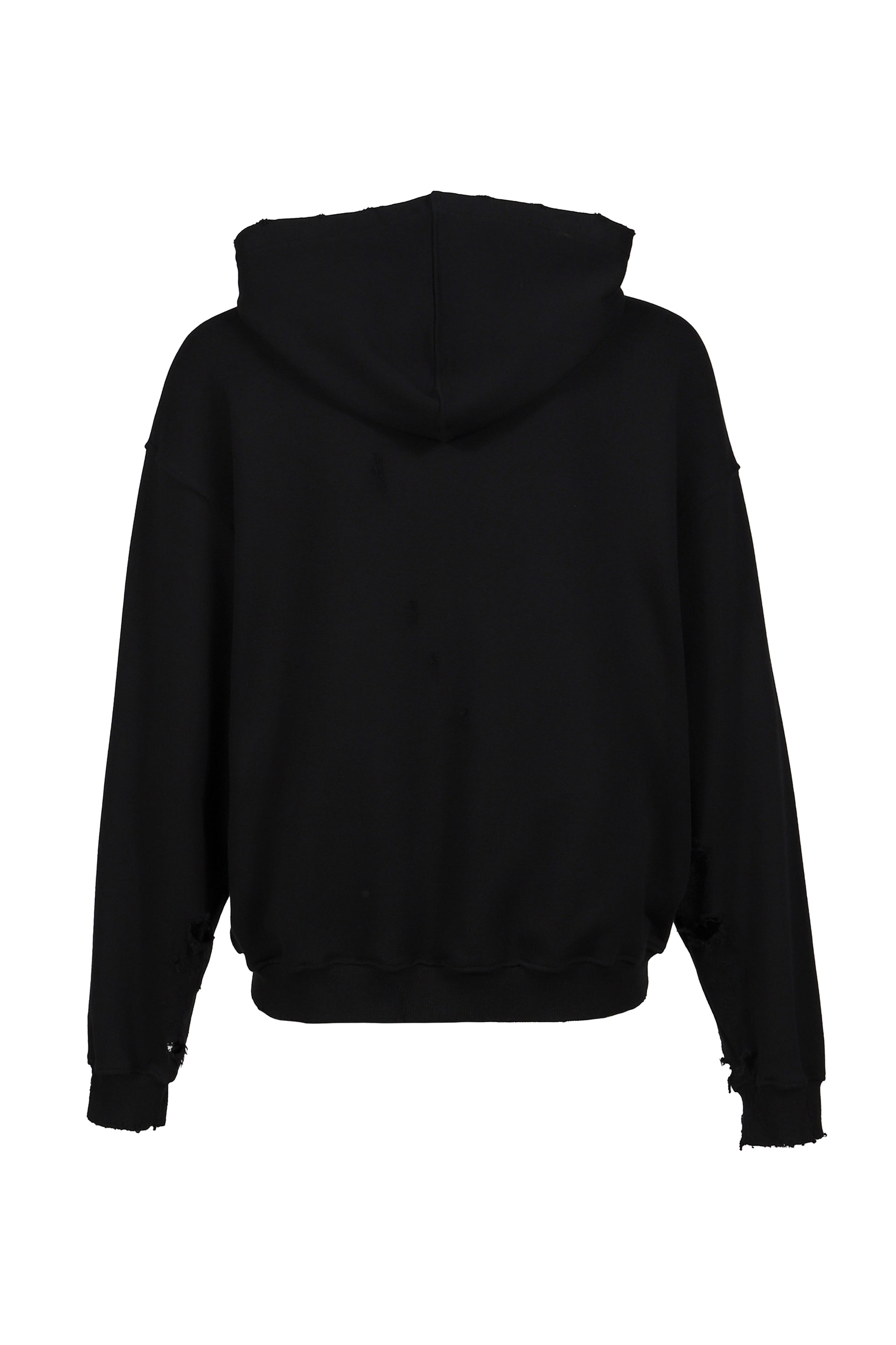 FFFPOSTALSERVICE CURVED ZIP-UP ROUND HEM HOODIE DAMAGED / BLK