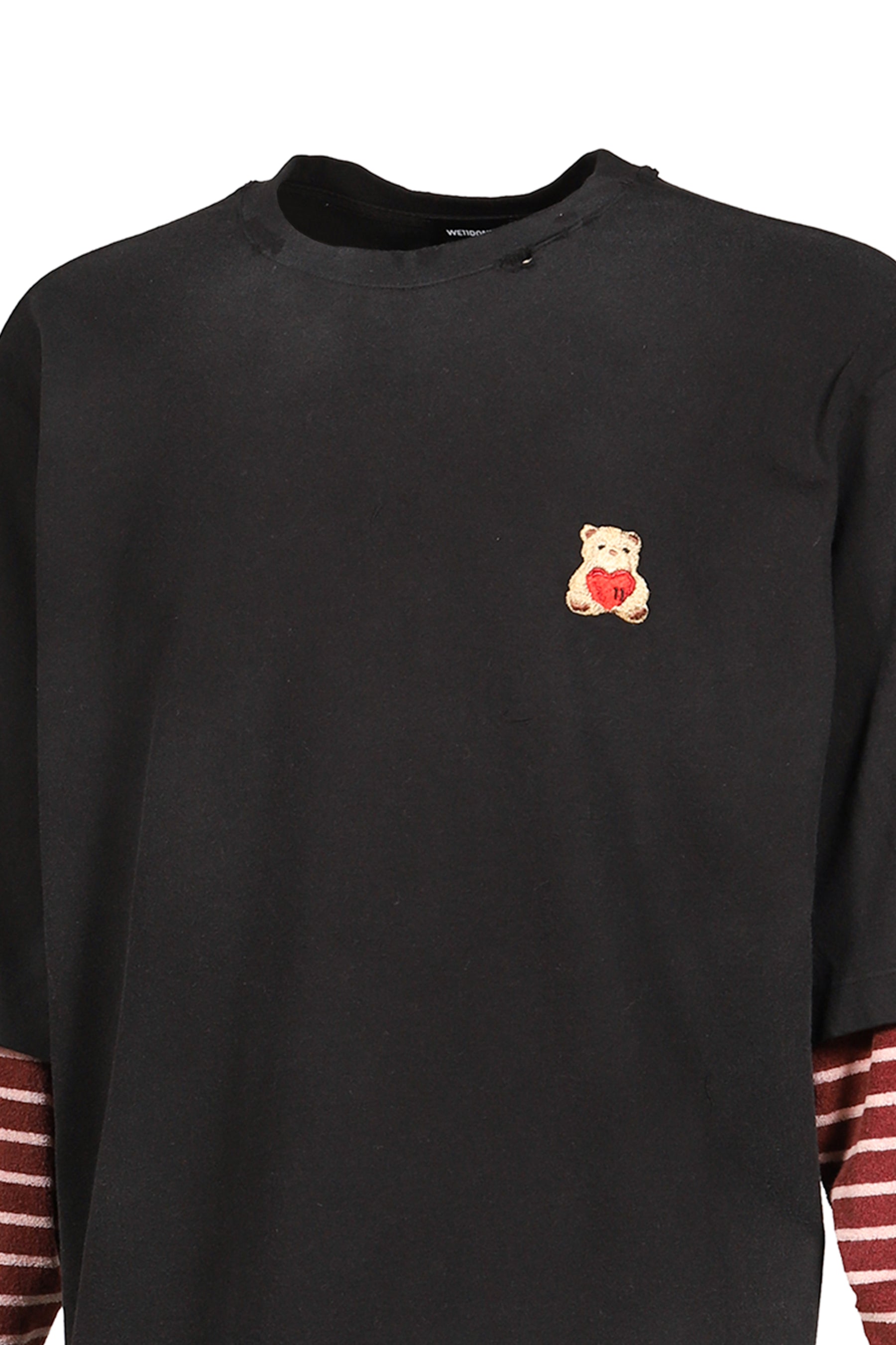 BLACK LAYERED STRIPED LONG-SLEEVED T-SHIRT / BLK