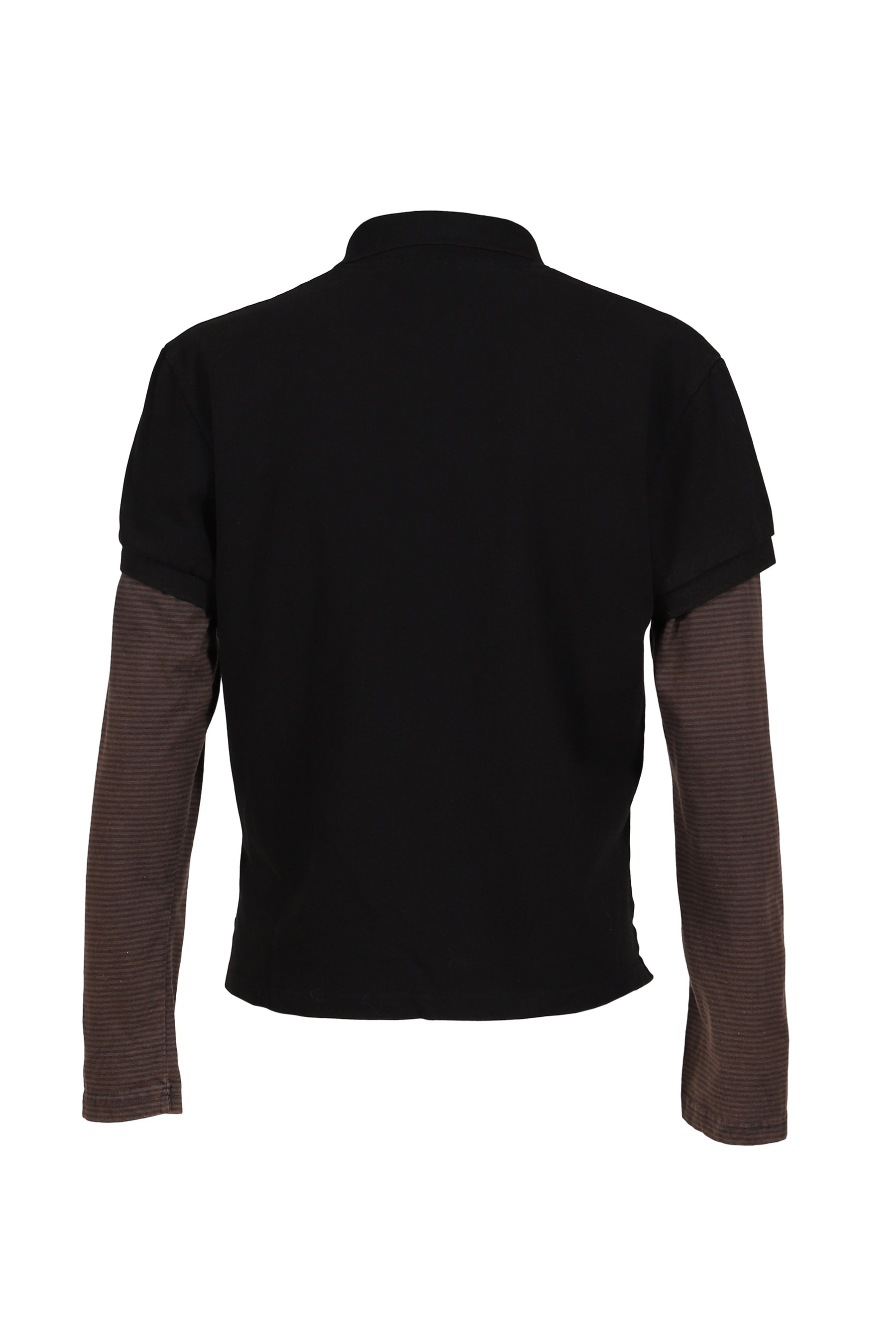 FUR COLLAR LAYERED POLO T SHIRTS / BLK