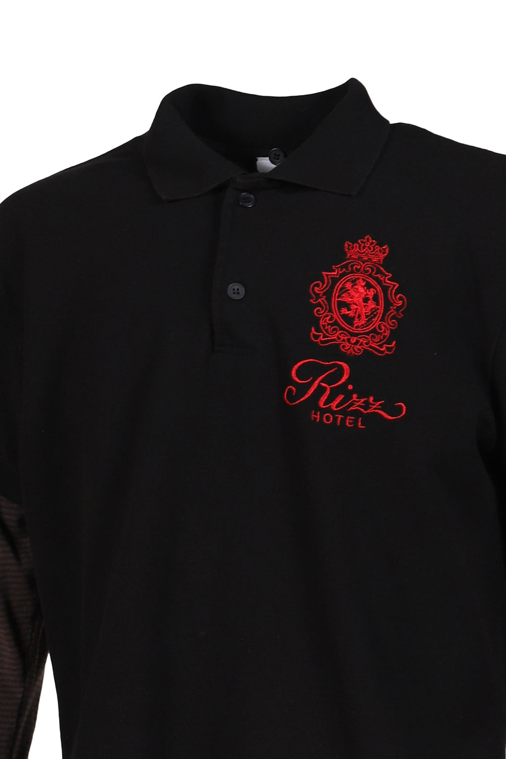 FUR COLLAR LAYERED POLO T SHIRTS / BLK