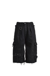 SLASH SEAM HBT SHORT(EXCLUSIVE) / BLK