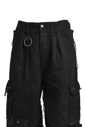 SLASH SEAM HBT SHORT(EXCLUSIVE) / BLK