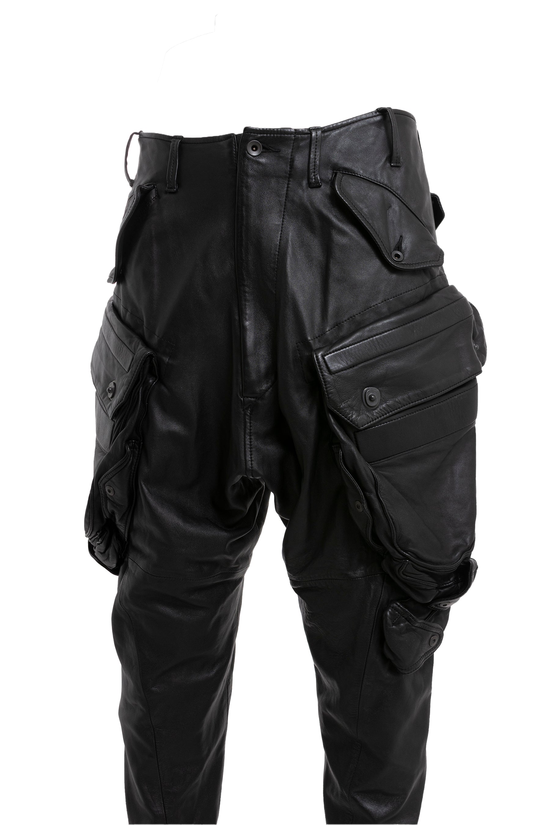 Julius ユリウス FW23 LEATHER GASMASK CARGO PANTS / BLK -NUBIAN