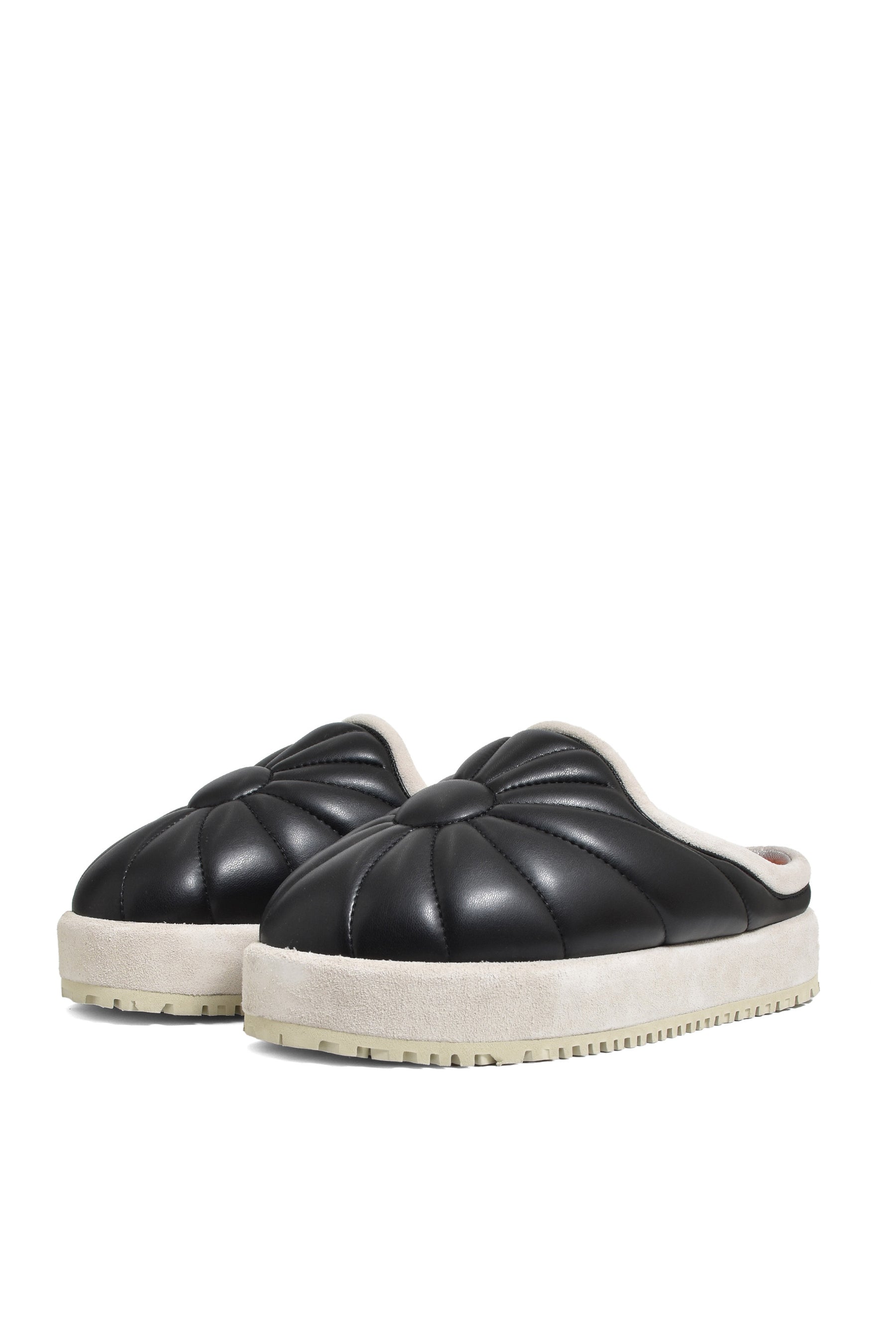 SLIPPER EMBROIDERY SOLE-URANUS LEATHER / BLK