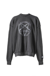 PIGMENT DYE COTTON CREWNECK SWEATER 'PENTAGRAM / BLK