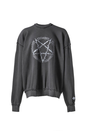 PIGMENT DYE COTTON CREWNECK SWEATER 'PENTAGRAM / BLK