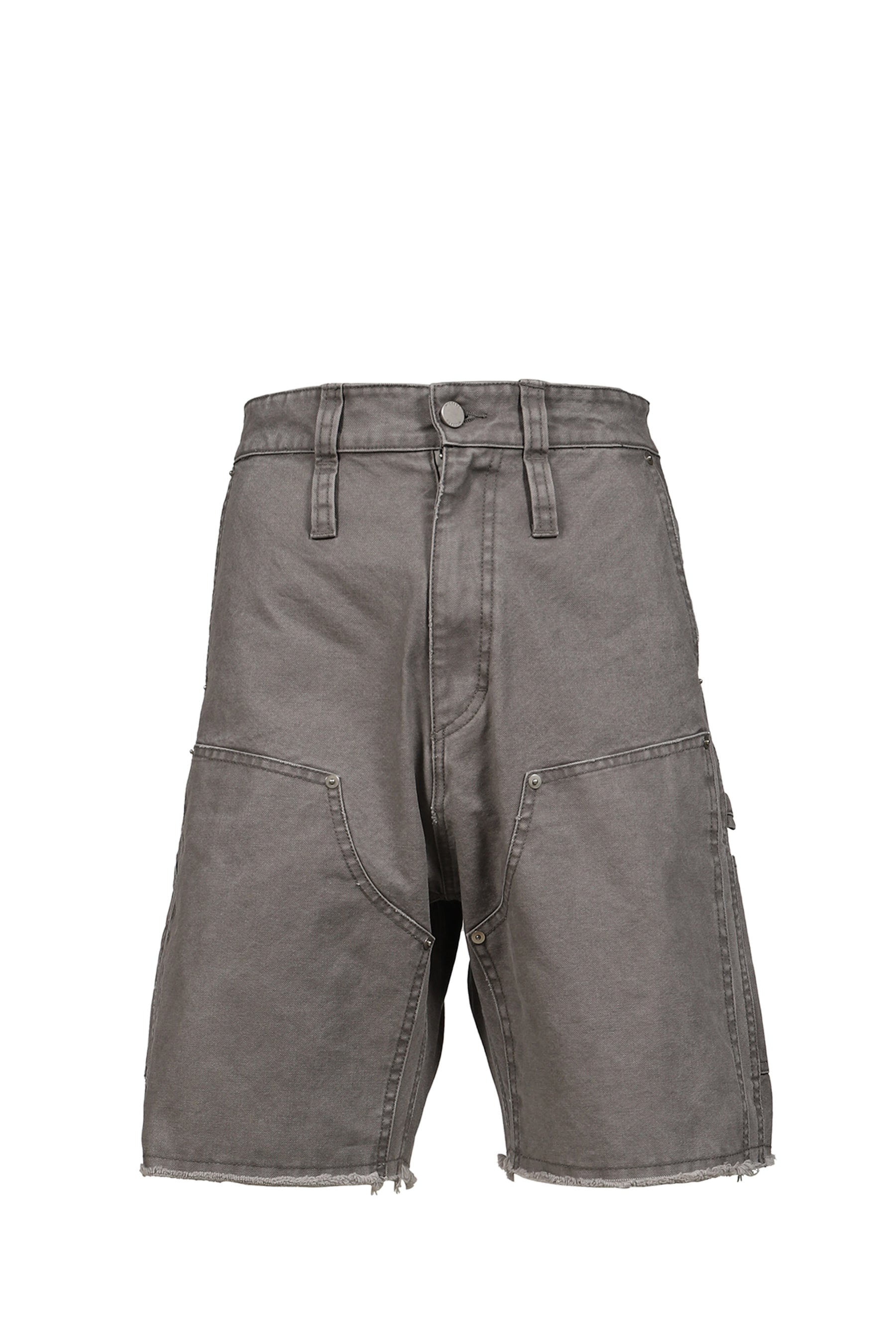DOUBLE KNEE MOTION PLEAT CANVAS SHORT PANTS(EXCLUSIVE) / GRY
