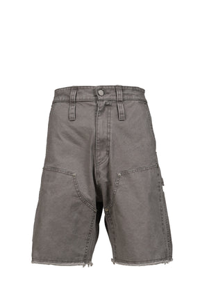 DOUBLE KNEE MOTION PLEAT CANVAS SHORT PANTS(EXCLUSIVE) / GRY