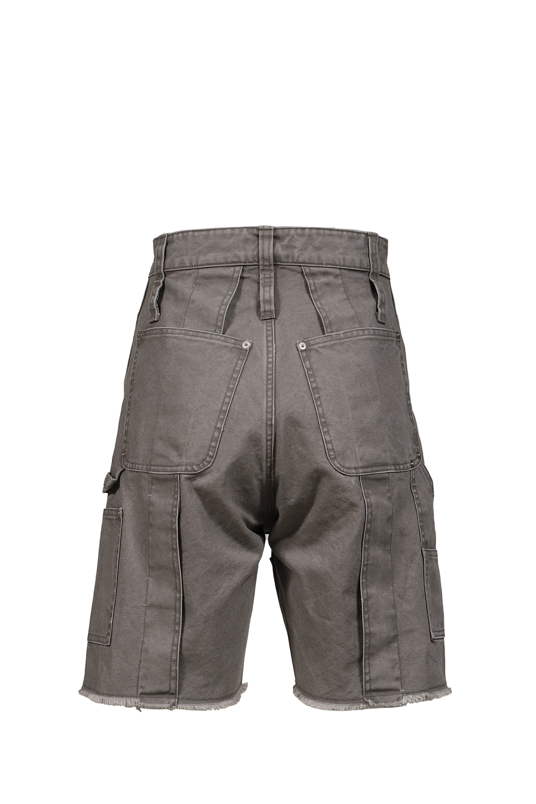 DOUBLE KNEE MOTION PLEAT CANVAS SHORT PANTS(EXCLUSIVE) / GRY