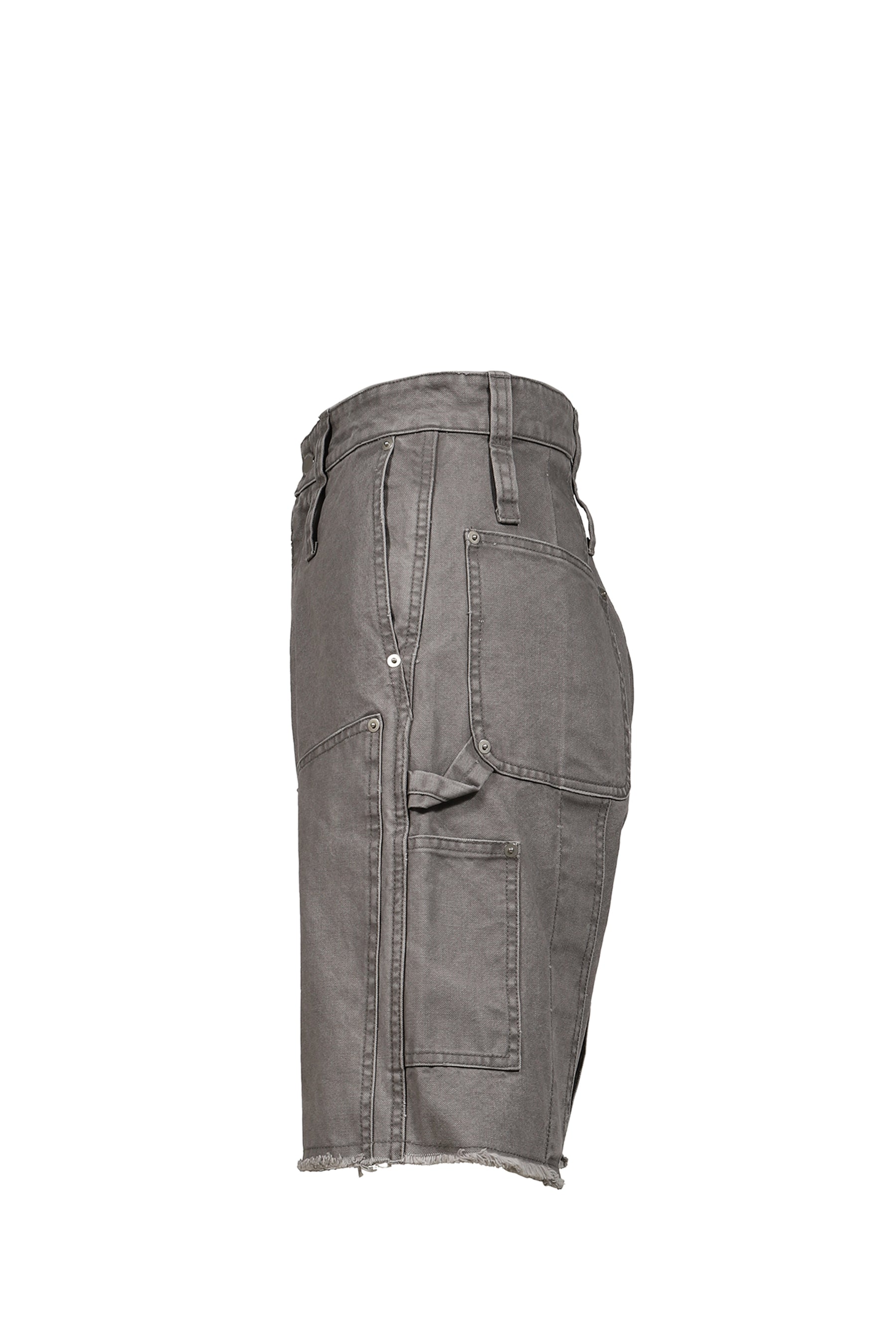 DOUBLE KNEE MOTION PLEAT CANVAS SHORT PANTS(EXCLUSIVE) / GRY