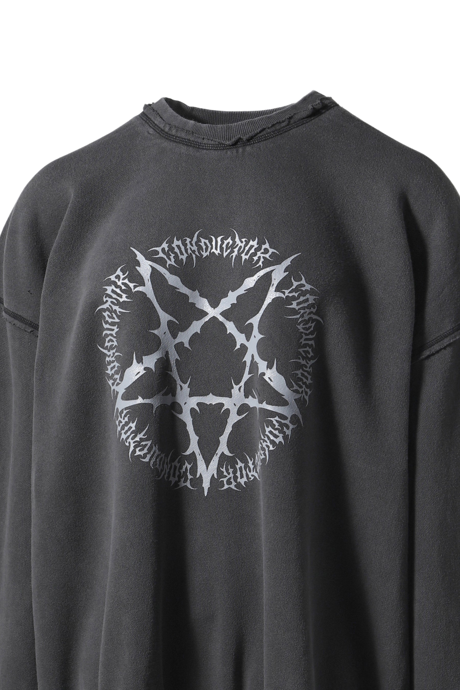 PIGMENT DYE COTTON CREWNECK SWEATER 'PENTAGRAM / BLK