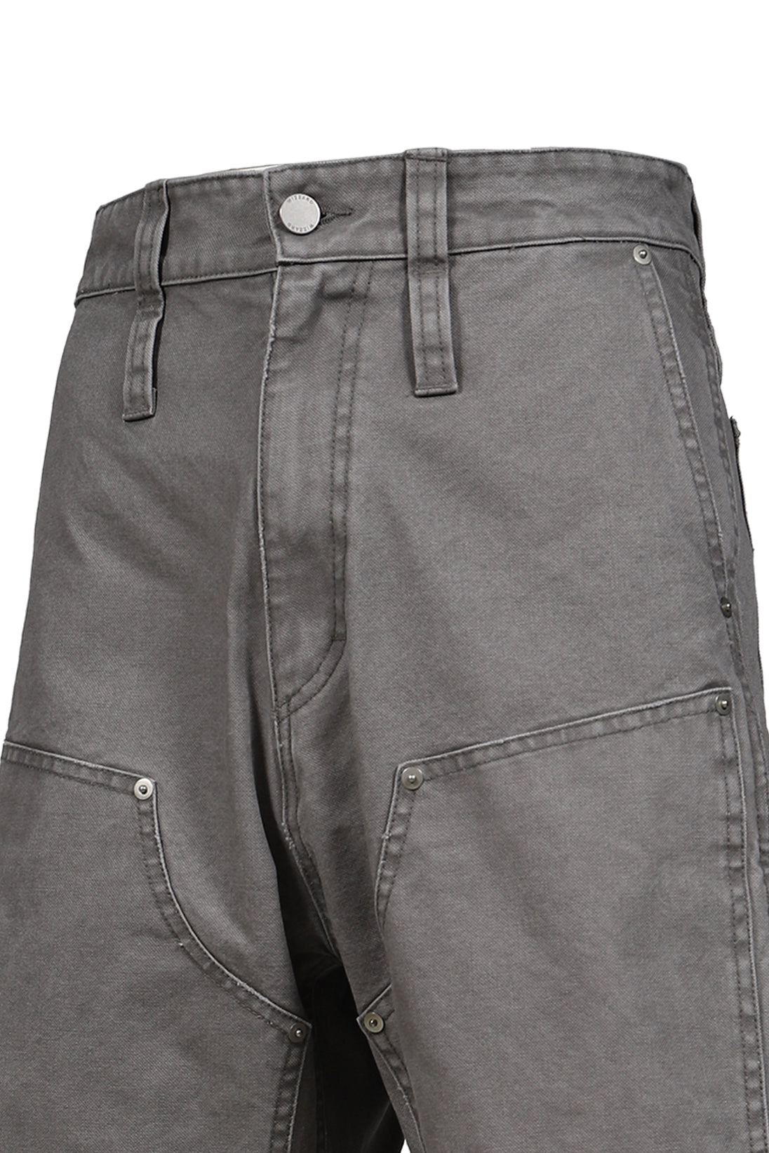 DOUBLE KNEE MOTION PLEAT CANVAS SHORT PANTS(EXCLUSIVE) / GRY