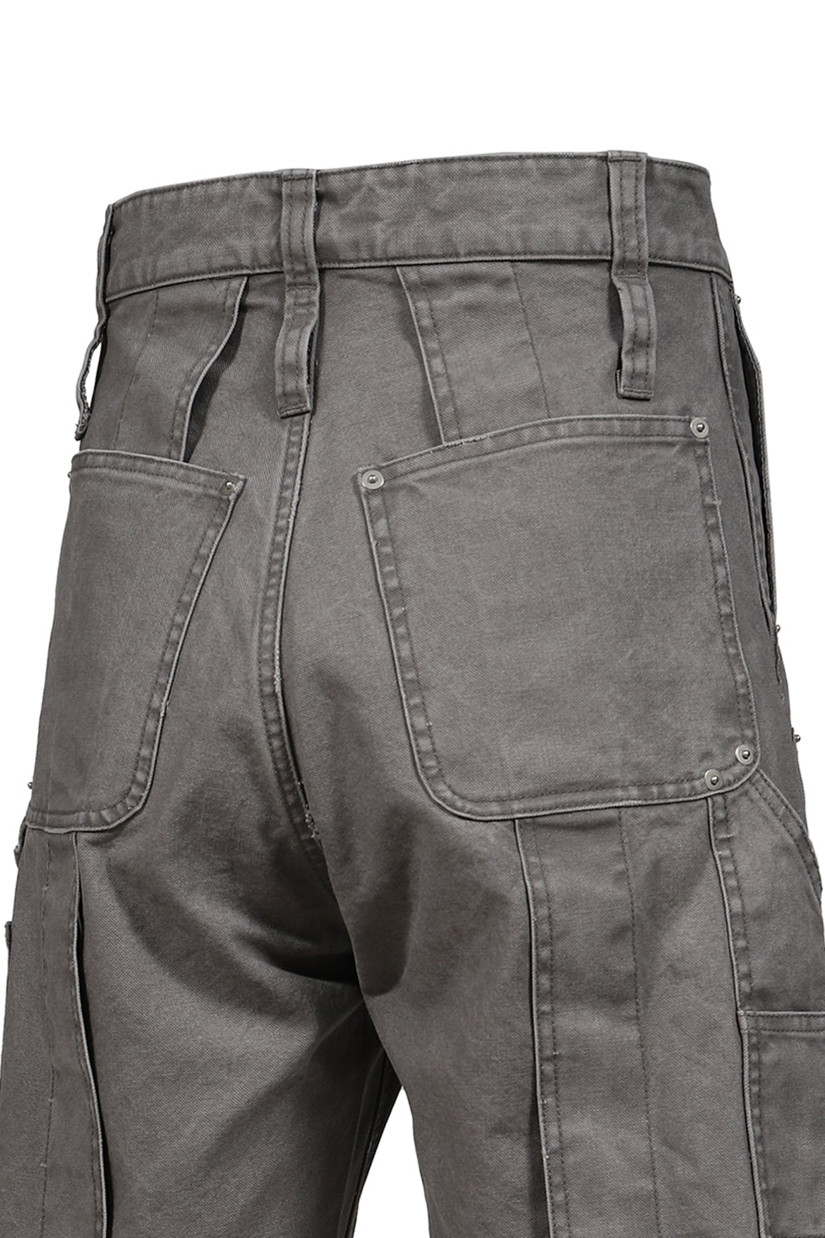 DOUBLE KNEE MOTION PLEAT CANVAS SHORT PANTS(EXCLUSIVE) / GRY