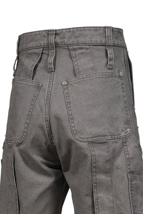 DOUBLE KNEE MOTION PLEAT CANVAS SHORT PANTS(EXCLUSIVE) / GRY