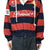 STRIPE POLO HOODIE / RED