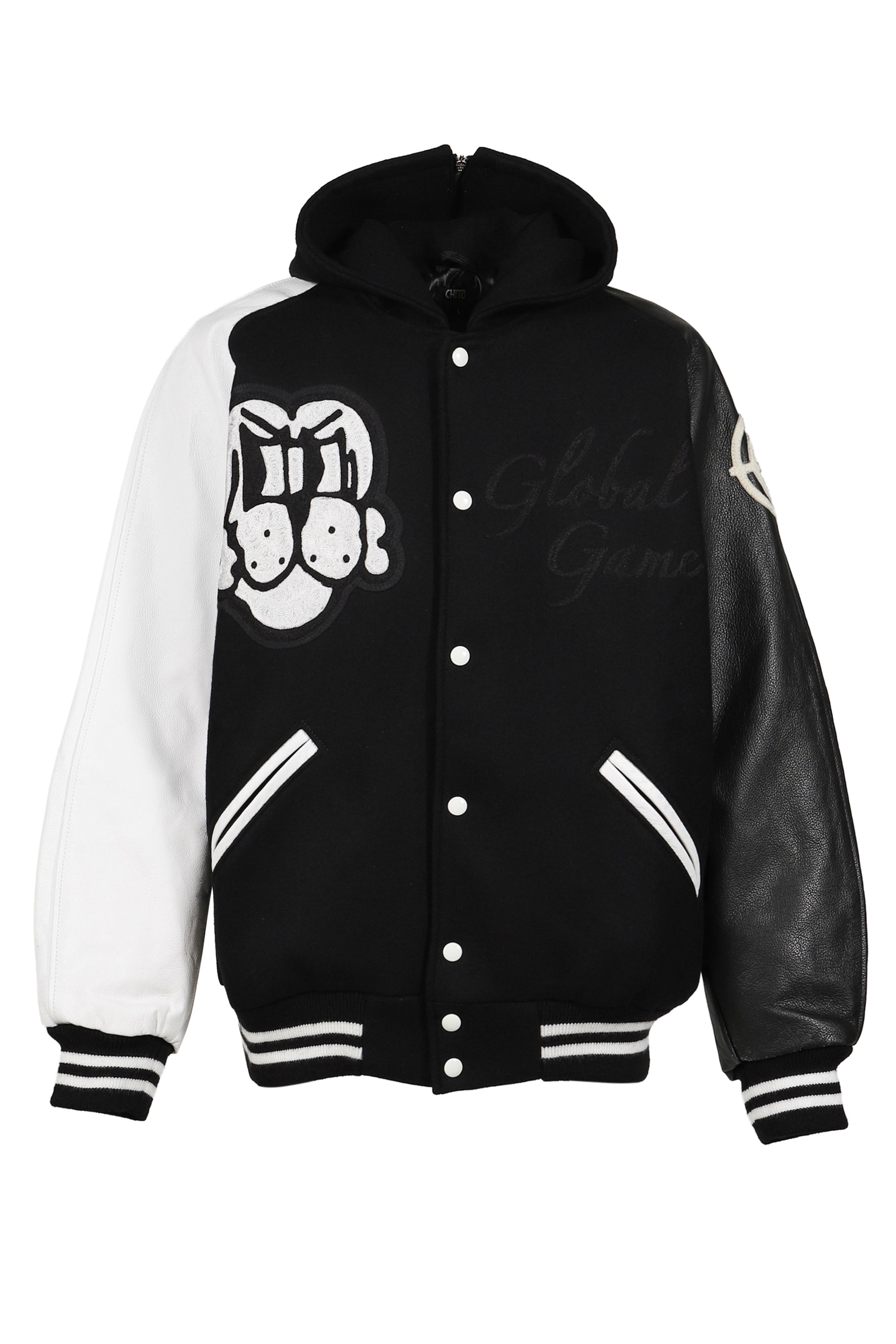 `GLOBAL GAME'LETTERMAN JACKET / BLK
