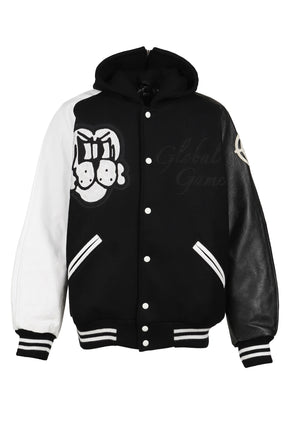 `GLOBAL GAME'LETTERMAN JACKET / BLK