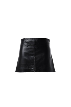 TAILORED VINTAGE LEATHER MINI SKIRT / BLK