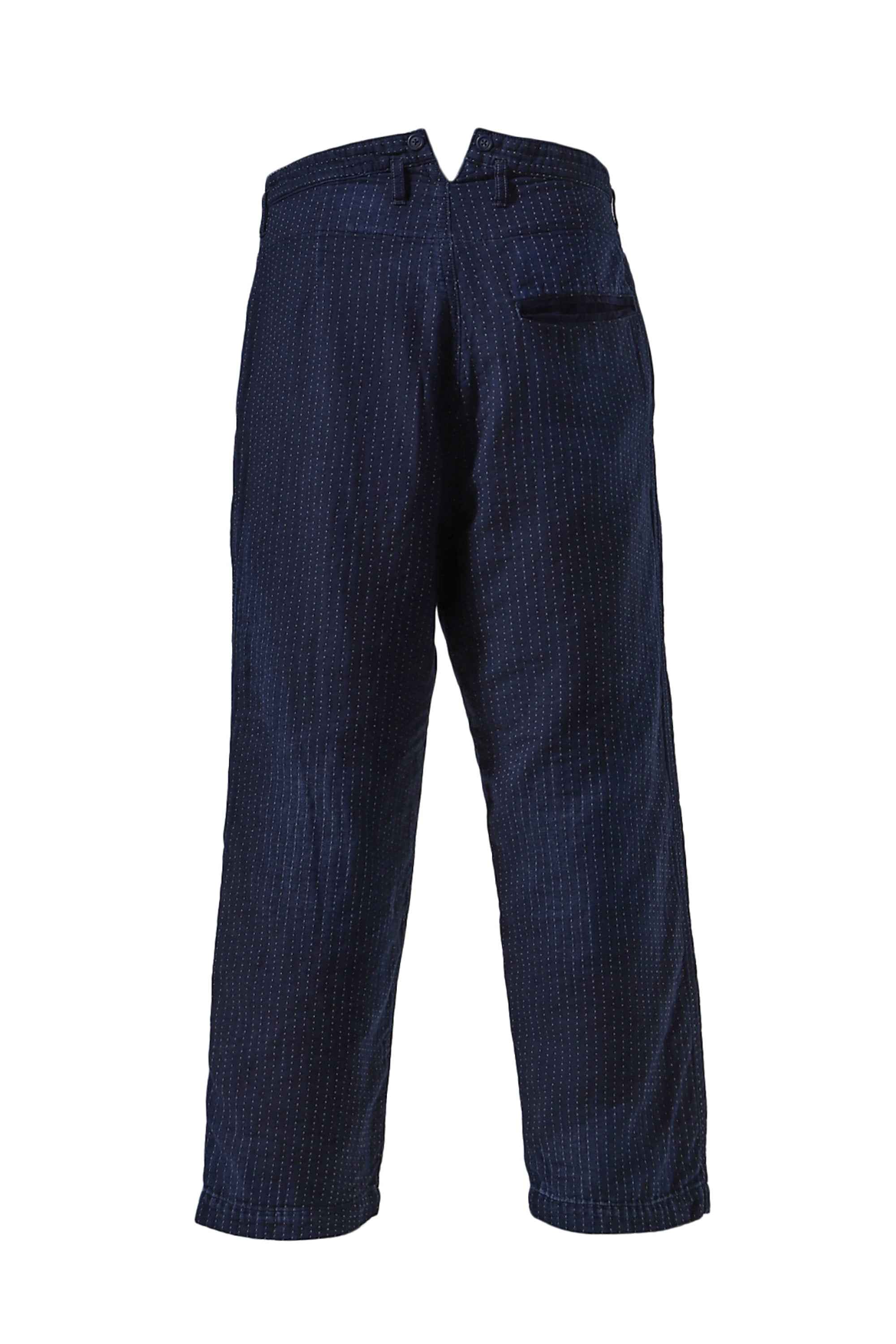 PORTER CLASSIC SASHIKO STRIPE FRENCH WIDE PANTS / BLU