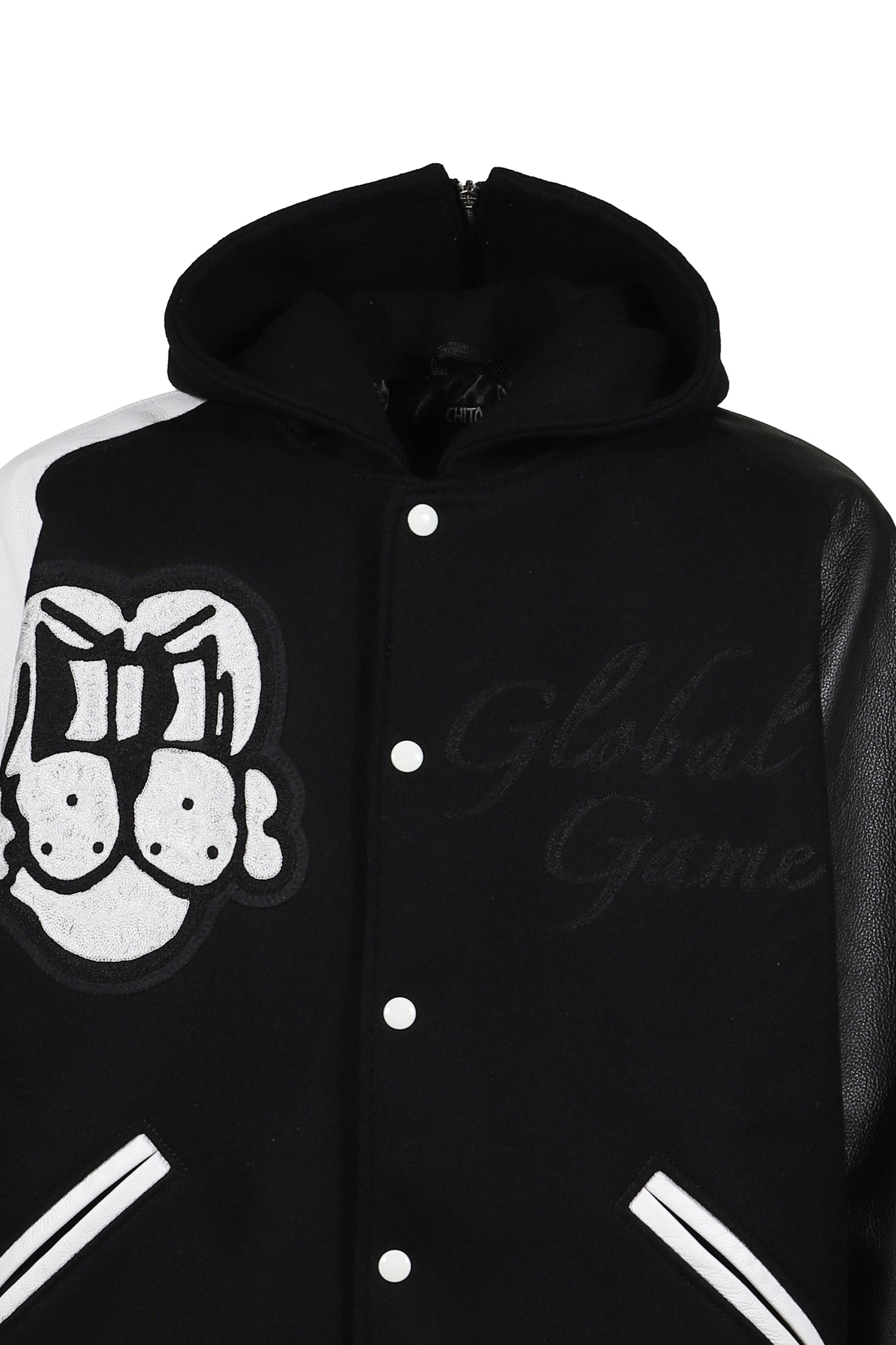 `GLOBAL GAME'LETTERMAN JACKET / BLK
