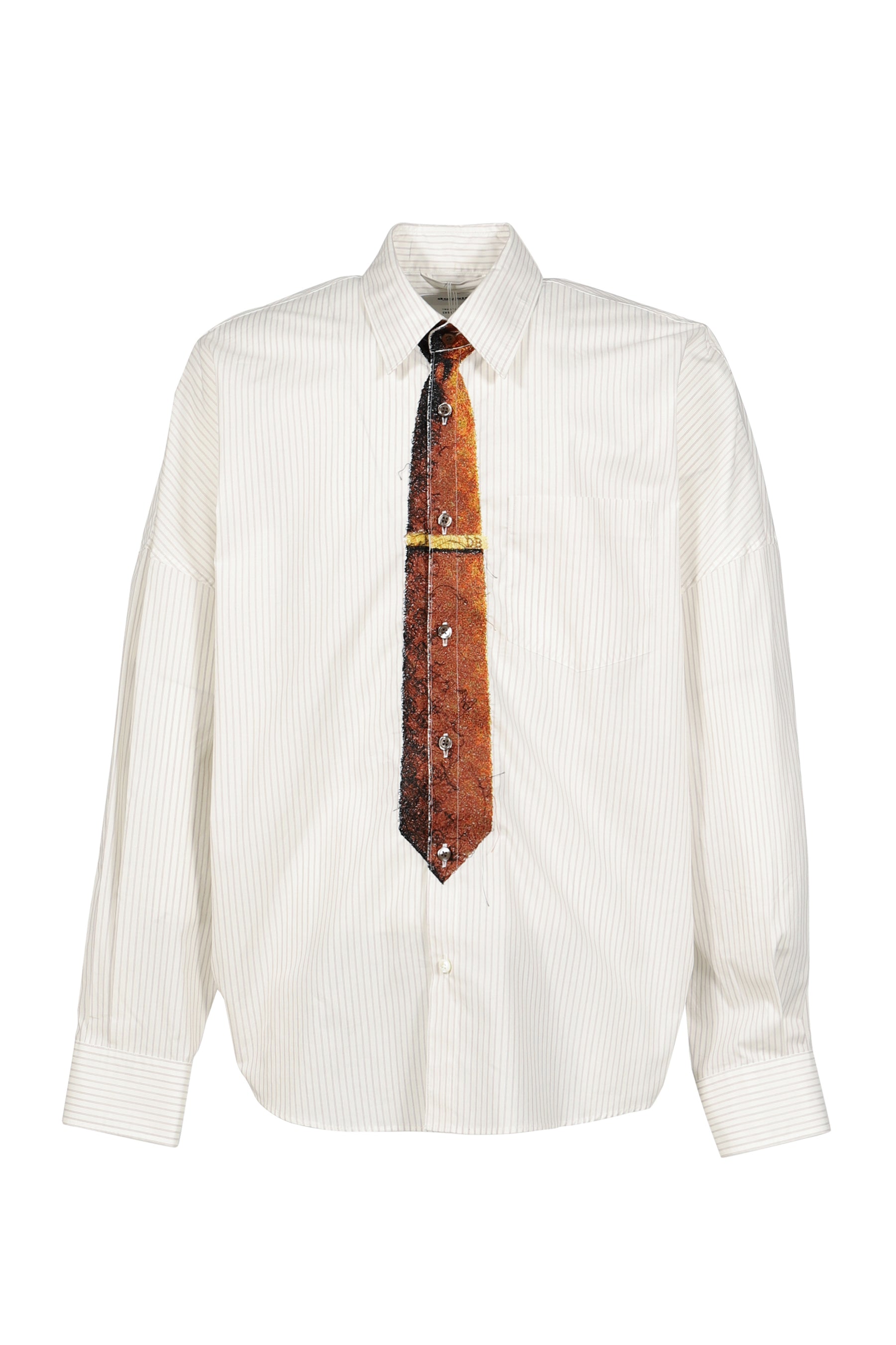 TROMPE L’OEIL TIE EMBROIDERY SHIRT / WHT/RED