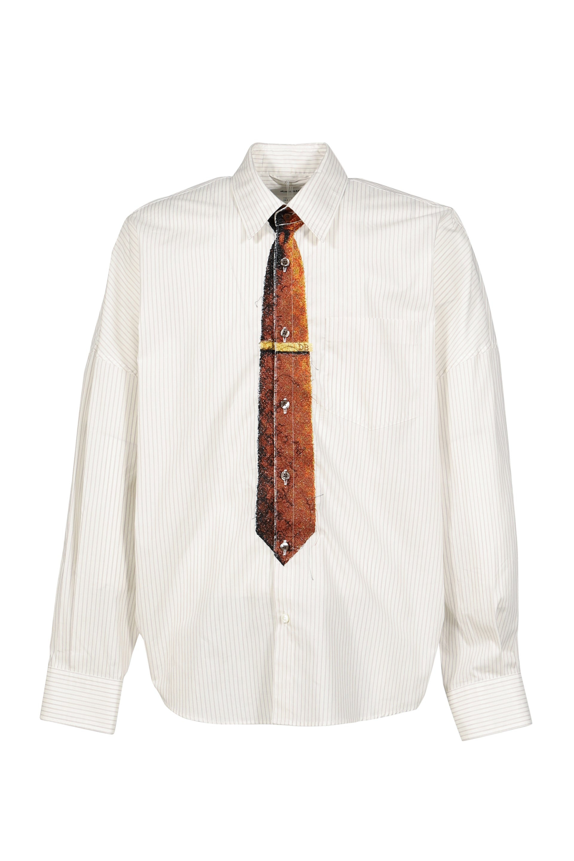 TROMPE L’OEIL TIE EMBROIDERY SHIRT / WHT/RED