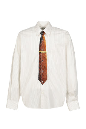 TROMPE L’OEIL TIE EMBROIDERY SHIRT / WHT/RED