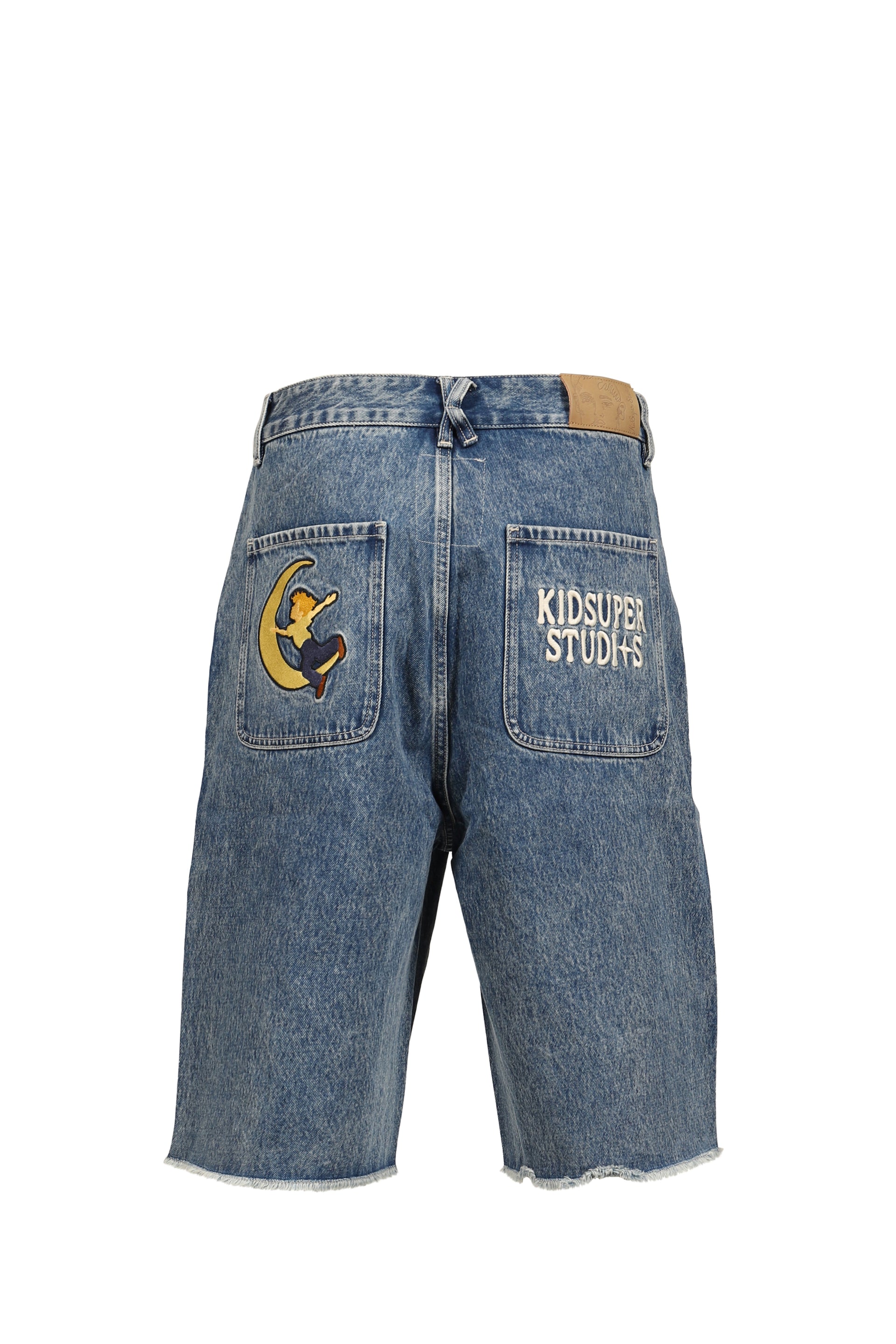 PATCHES DENIM LONG SHORT / WASHED BLU