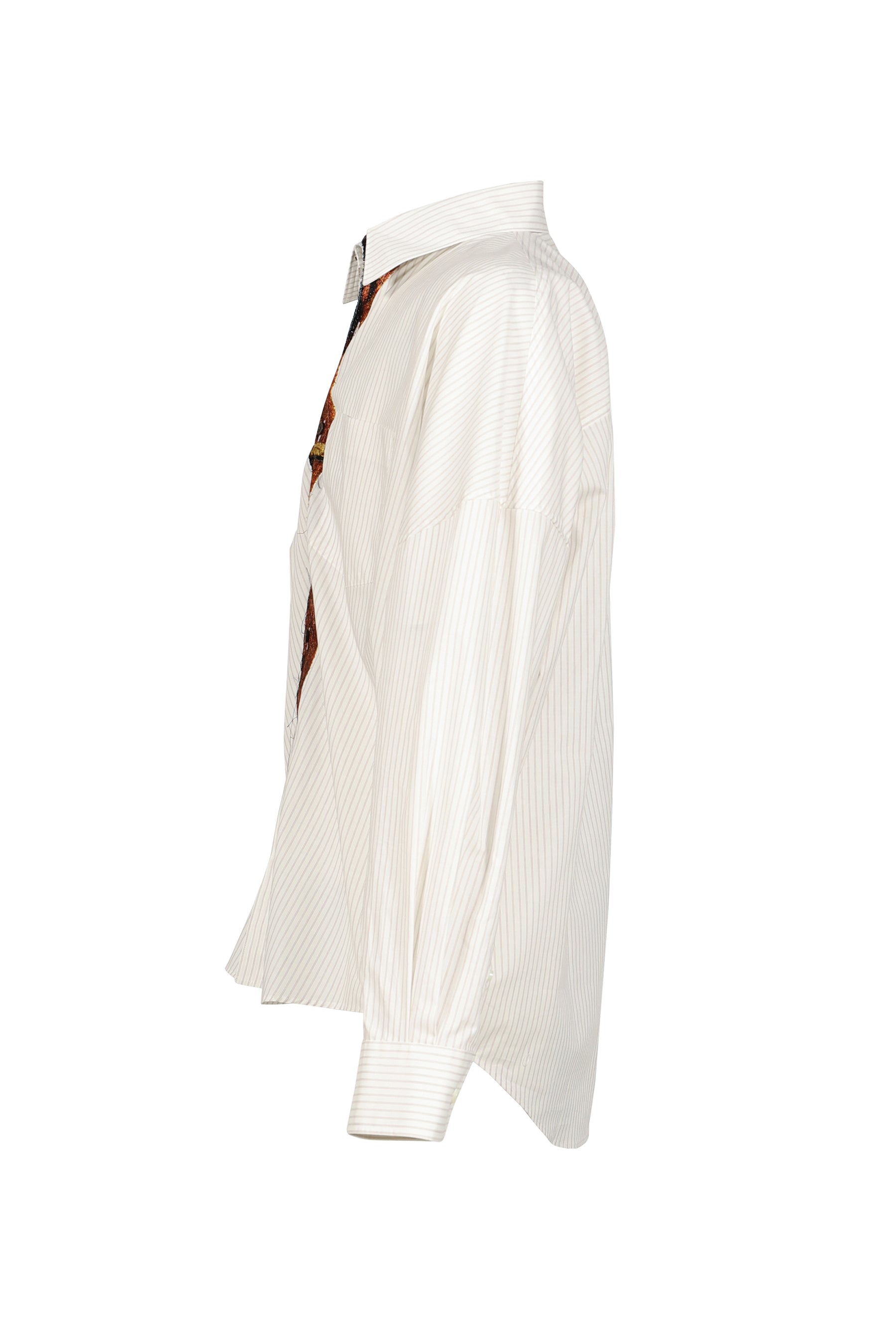 TROMPE L’OEIL TIE EMBROIDERY SHIRT / WHT/RED
