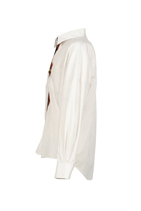 TROMPE L’OEIL TIE EMBROIDERY SHIRT / WHT/RED