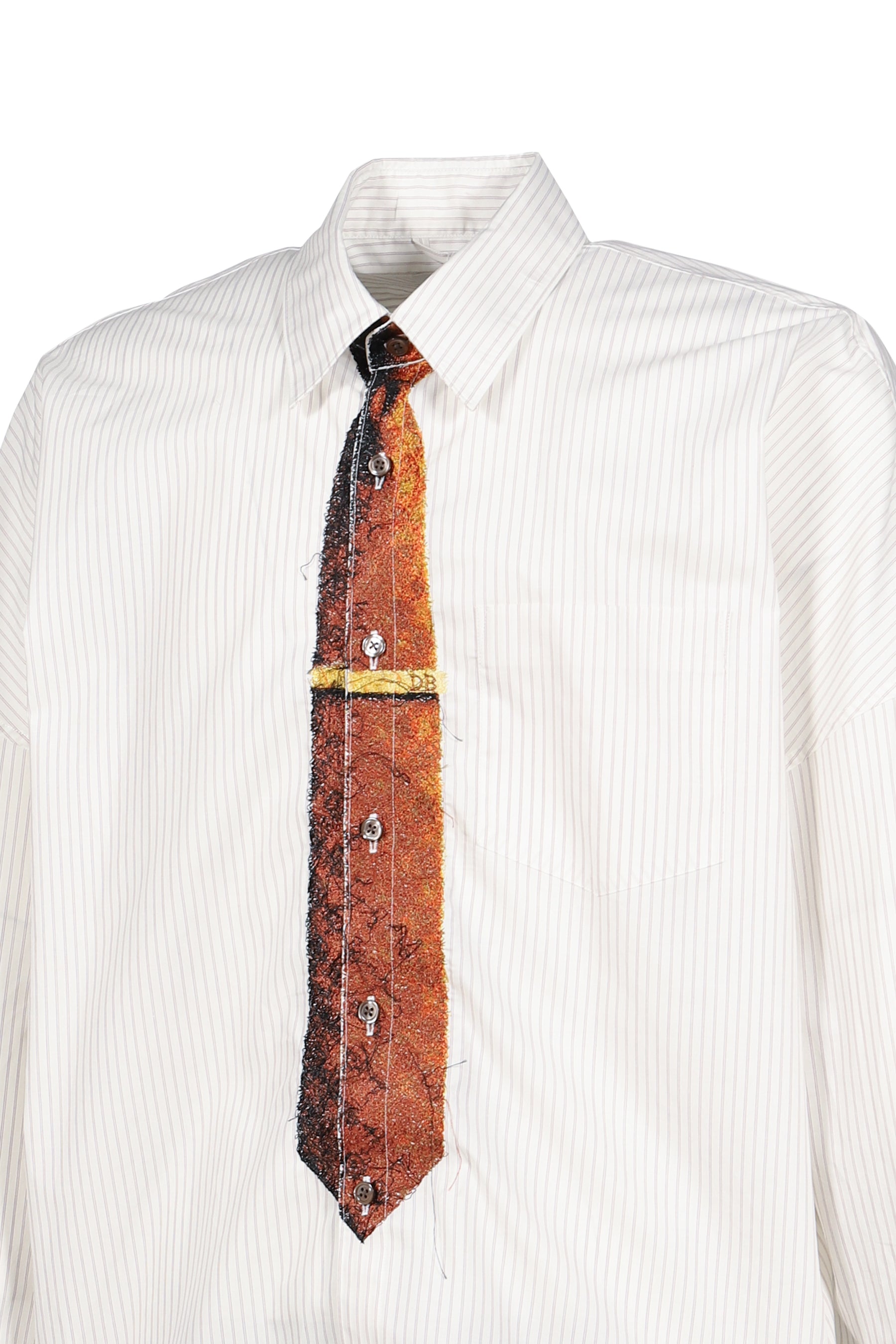 TROMPE L’OEIL TIE EMBROIDERY SHIRT / WHT/RED