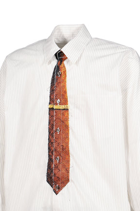 TROMPE L’OEIL TIE EMBROIDERY SHIRT / WHT/RED