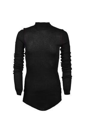 COTTON SILK RIB HIGHNECK T-SHIRT / BLK