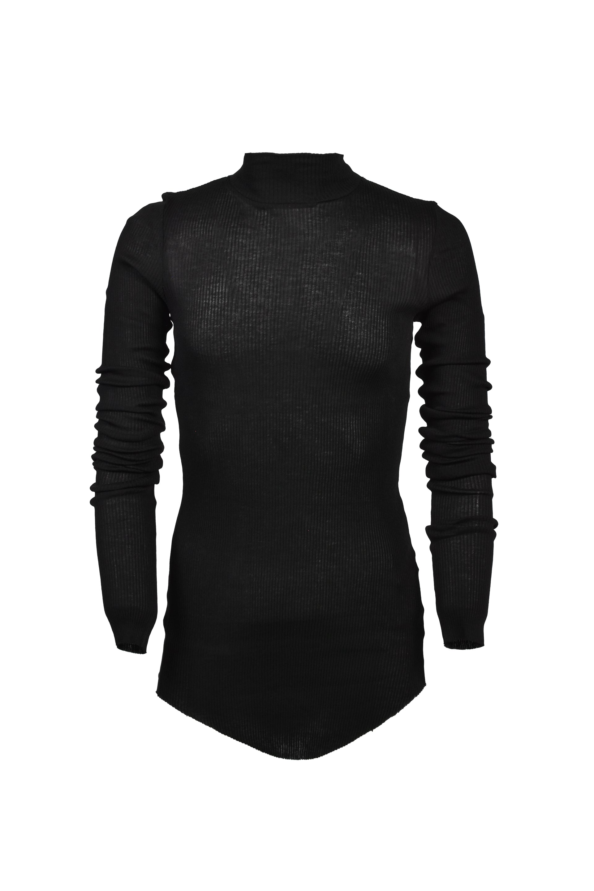 COTTON SILK RIB HIGHNECK T-SHIRT / BLK